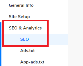 SEO & Analytics Tab