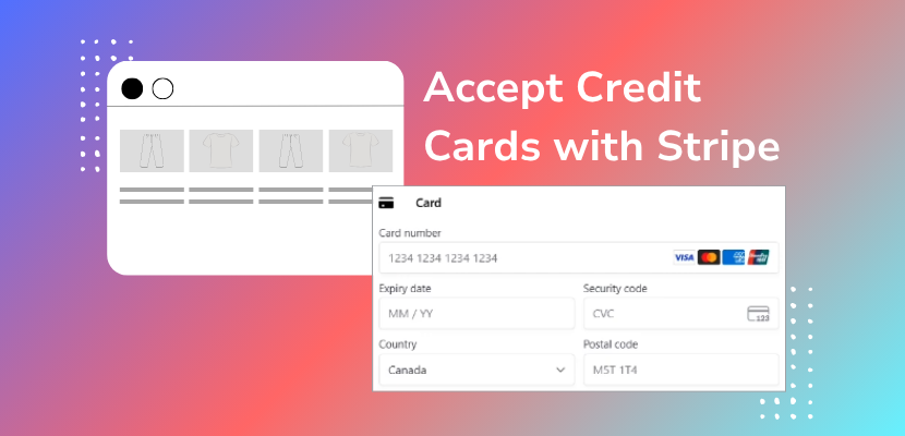graphic of online store and credit card fields