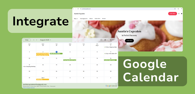 image of website and google calendar
