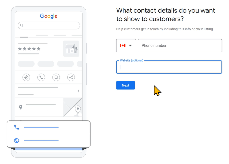 Google Business Contact Details