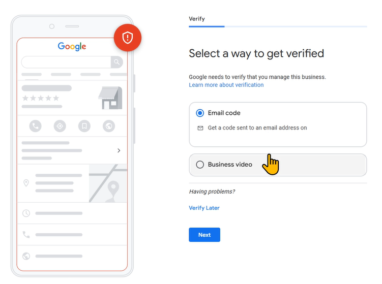 Google Business Profile Email or Video