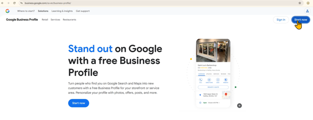 Google Business Profile Start Now